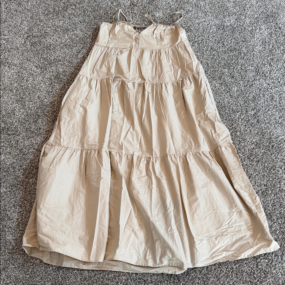 Impressions Cream Tiered Maxi Skirt